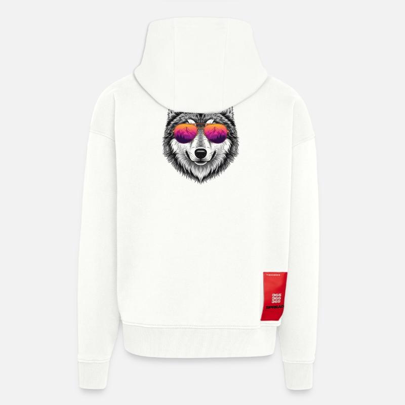 Cool Wolf with Sunglasses Graphic Tee - Zip Hoodie - made by SPREAD - OFF WHITE