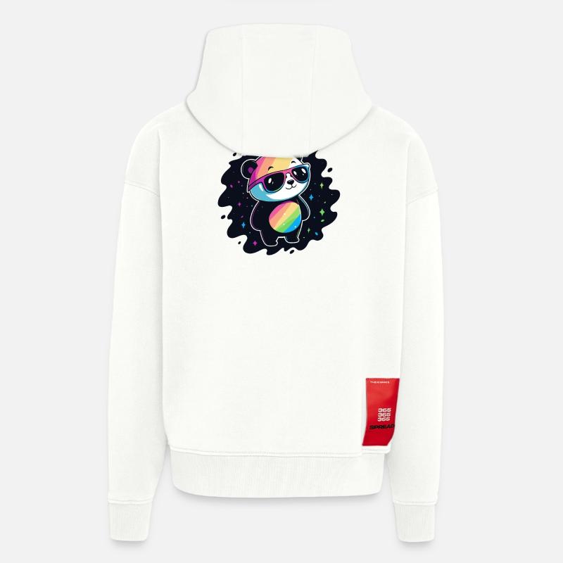 Panda Rainbow Galaxy Cool Glasses - Zip Hoodie - made by SPREAD - OFF WHITE