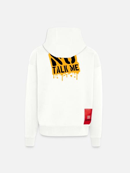 Pas de discours introverti antisocial drôle - Veste à capuche bio épaisse oversize fabriqué en UE - OFF WHITE