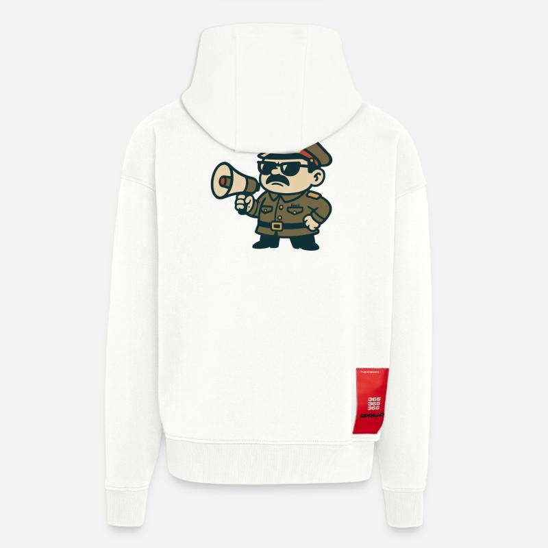 Sergent rétro Mégaphone - Veste à capuche bio épaisse oversize fabriqué en UE - OFF WHITE