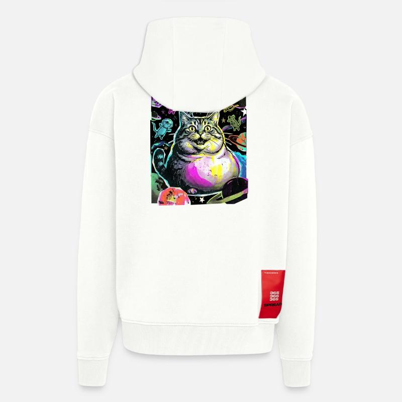 Chat de l’Espace Épais - Veste à capuche bio épaisse oversize fabriqué en UE - OFF WHITE