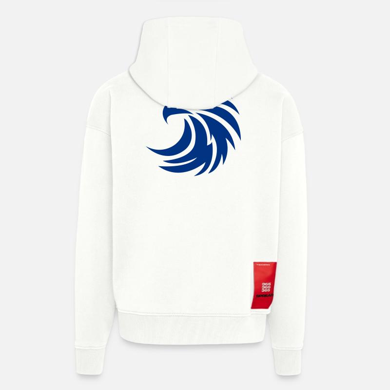 Conception du cercle du phénix bleu - Veste à capuche bio épaisse oversize fabriqué en UE - OFF WHITE