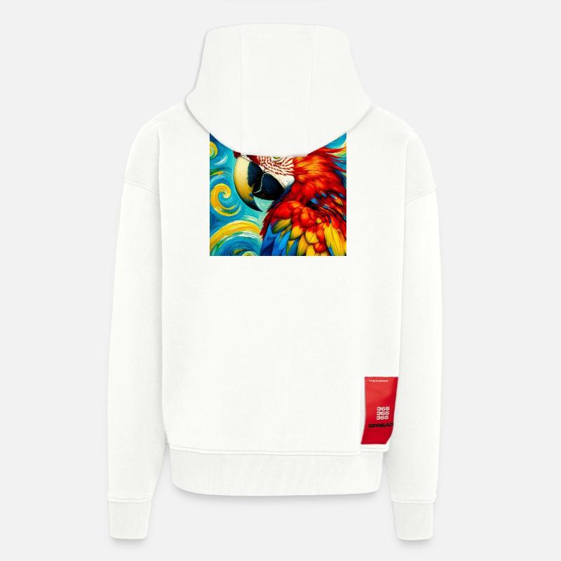 perroquet - Veste à capuche bio épaisse oversize fabriqué en UE - OFF WHITE