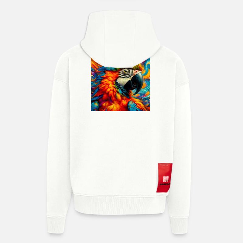 perroquet - Veste à capuche bio épaisse oversize fabriqué en UE - OFF WHITE