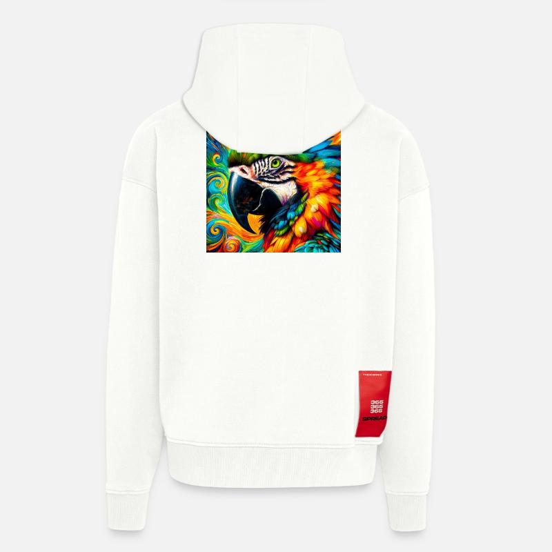 perroquet - Veste à capuche bio épaisse oversize fabriqué en UE - OFF WHITE