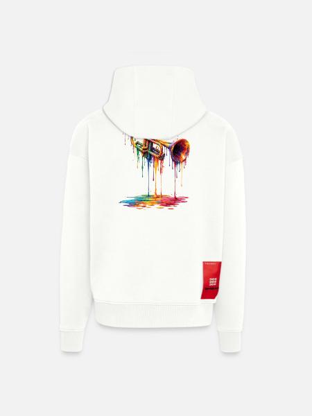 Trumpet with dripping paint - Zip Hoodie - made by SPREAD - OFF WHITE