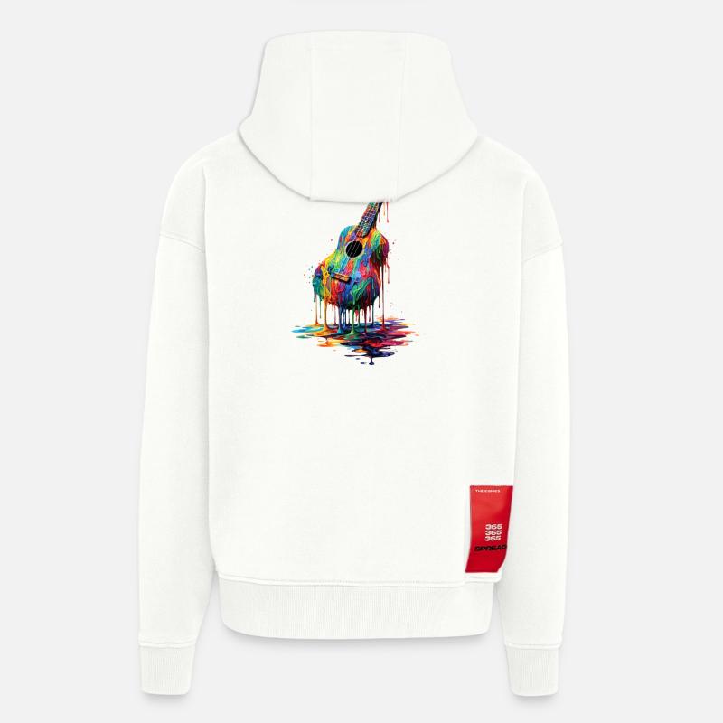 Ukulele with dripping paint - Zip Hoodie - made by SPREAD - OFF WHITE