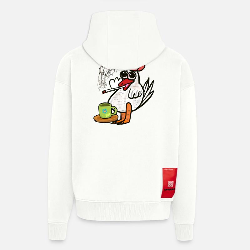 Pause Mégot de Café Cigarettes Poulet - Veste à capuche bio épaisse oversize fabriqué en UE - OFF WHITE