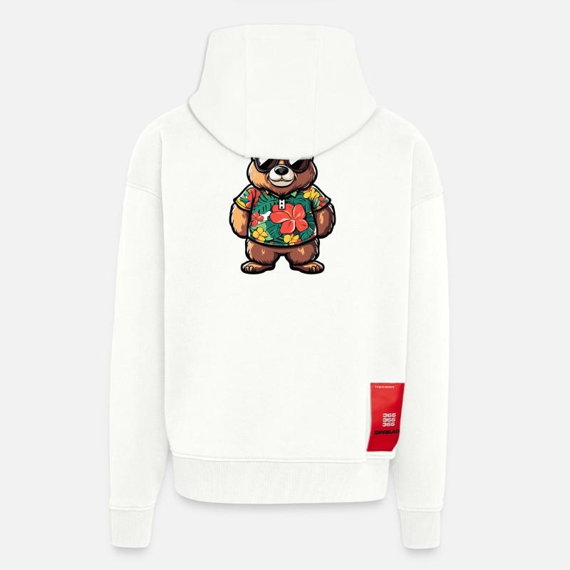 Vacances de Bear Comic - Veste à capuche bio épaisse oversize fabriqué en UE - OFF WHITE