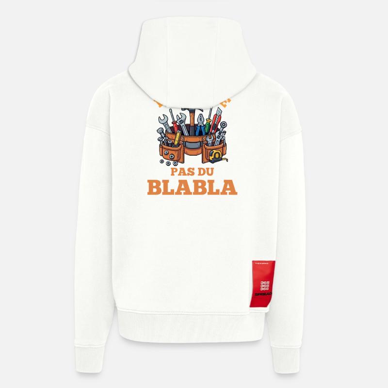 Outils Solides Pas de Bla Bla - Veste à capuche bio épaisse oversize fabriqué en UE - OFF WHITE