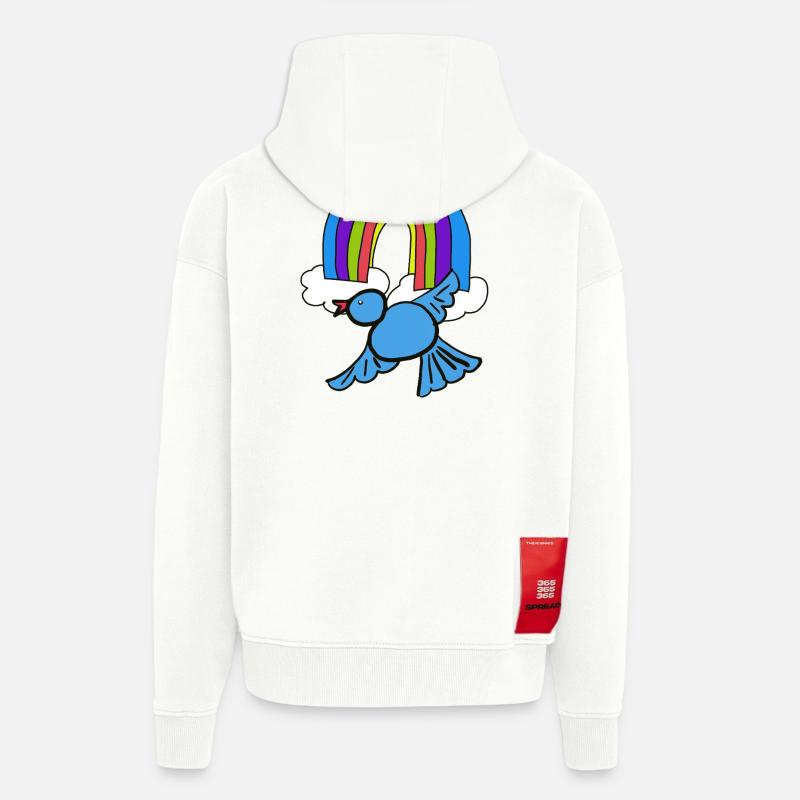 Regenbogen Wolken Vogel im Himmel - Zip Hoodie - made by SPREAD - OFF WHITE