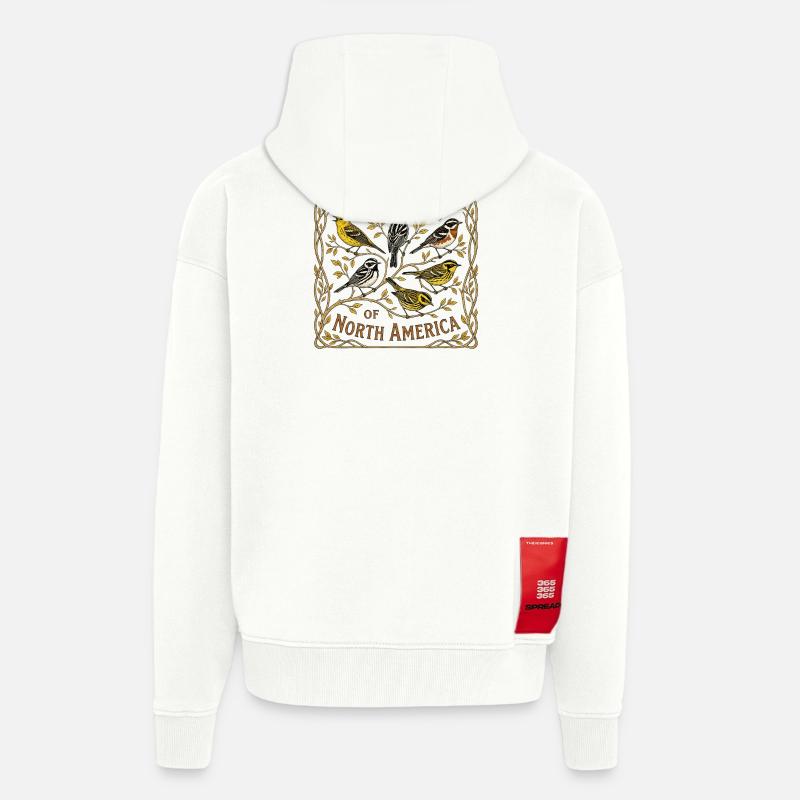 oiseaux - Veste à capuche bio épaisse oversize fabriqué en UE - OFF WHITE