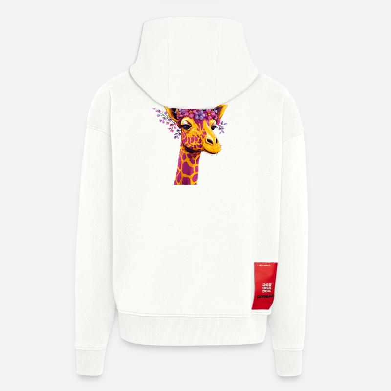 Giraffe Blütenkrone Farbexplosion - Zip Hoodie - made by SPREAD - OFF WHITE