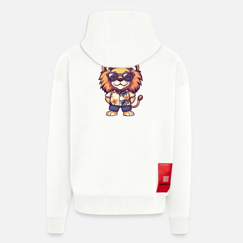 Vacances Lion Comic - Veste à capuche bio épaisse oversize fabriqué en UE - OFF WHITE