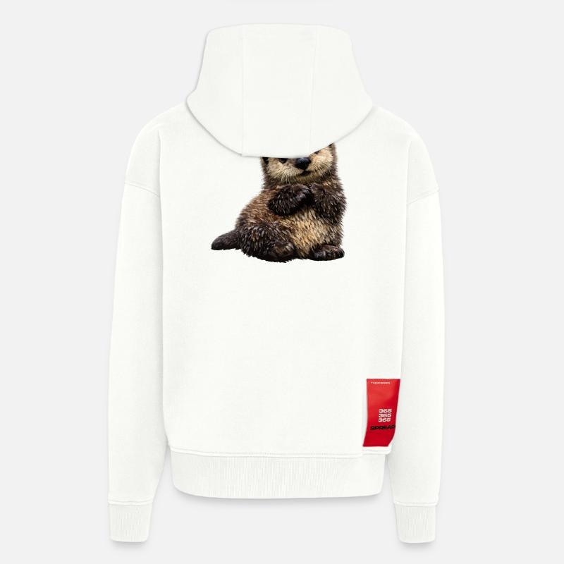 Otter cuddly toy on playful pattern - Zip Hoodie - made by SPREAD - OFF WHITE
