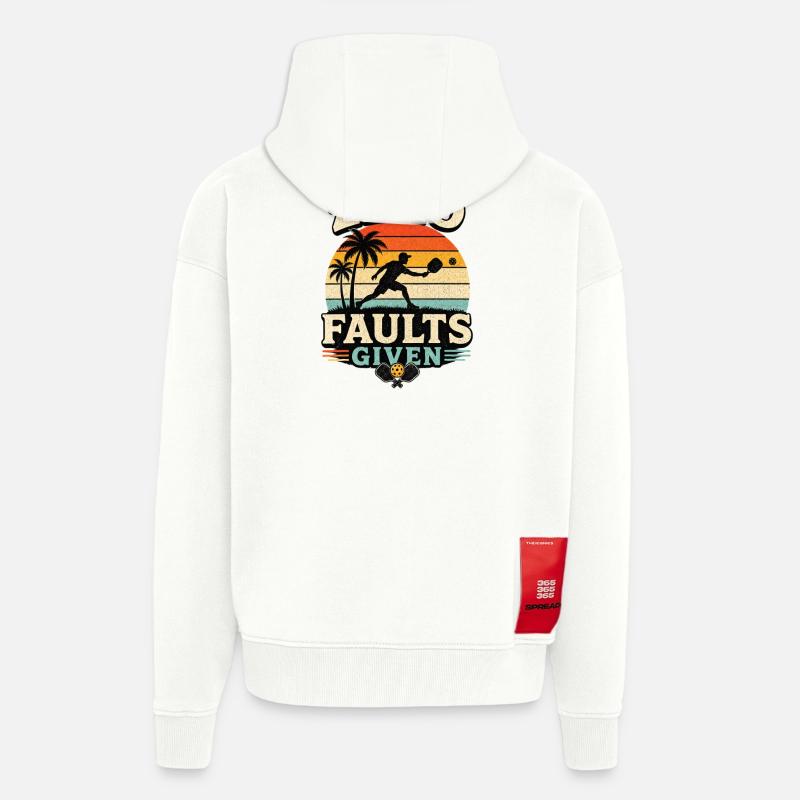 Zero Faults Given Retro Pickleball Design  - Zip Hoodie - made by SPREAD - OFF WHITE