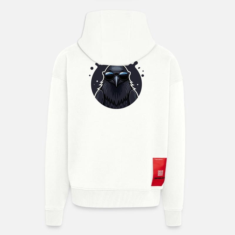 Schwarzer Rabe mit Brille - Zip Hoodie - made by SPREAD - OFF WHITE