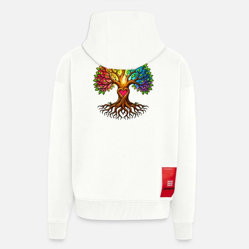 Baumherz Lebensbaum Regenbogen - Zip Hoodie - made by SPREAD - OFF WHITE