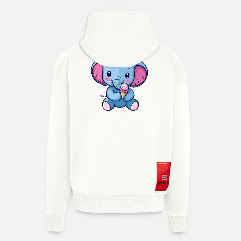 Blauer Elefanten Eisgenuss - Zip Hoodie - made by SPREAD - OFF WHITE