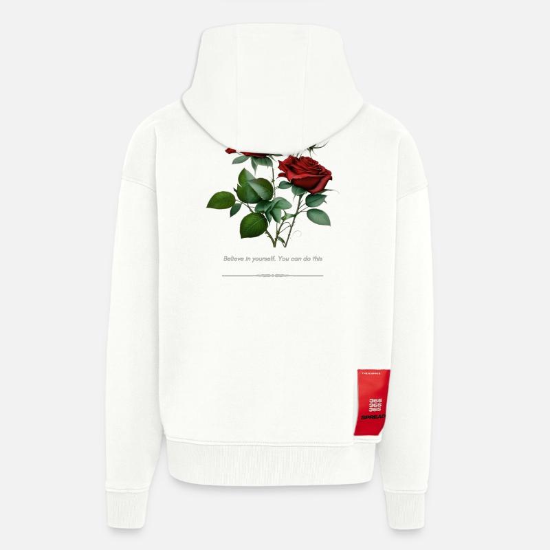 Rose - Veste à capuche bio épaisse oversize fabriqué en UE - OFF WHITE