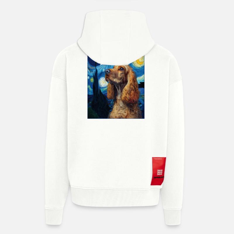 Chien Cocker Spaniel - Veste à capuche bio épaisse oversize fabriqué en UE - OFF WHITE