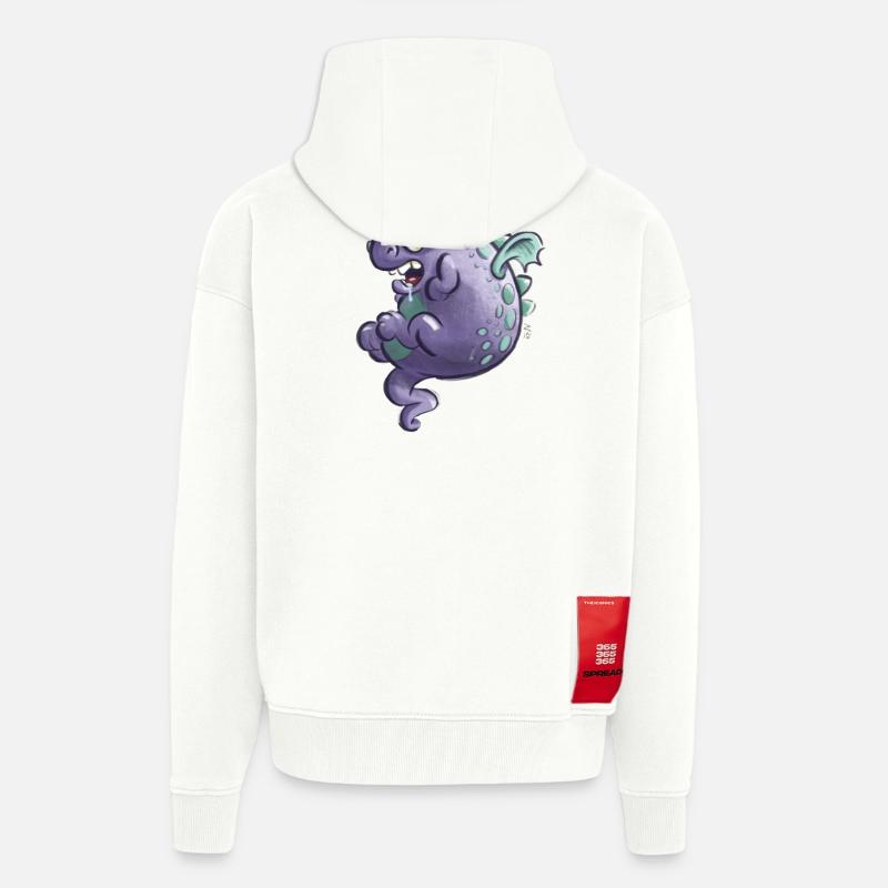 Dragon Pourpre - Veste à capuche bio épaisse oversize fabriqué en UE - OFF WHITE