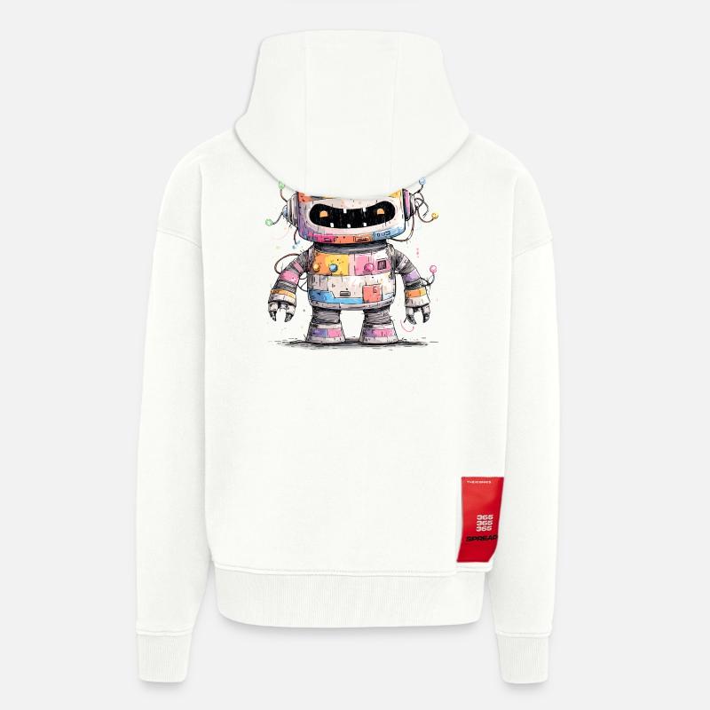 Bunter Roboter mit Farbspritzern - Zip Hoodie - made by SPREAD - OFF WHITE