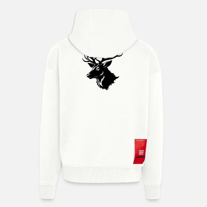 Forme de tête d’élan - Veste à capuche bio épaisse oversize fabriqué en UE - OFF WHITE