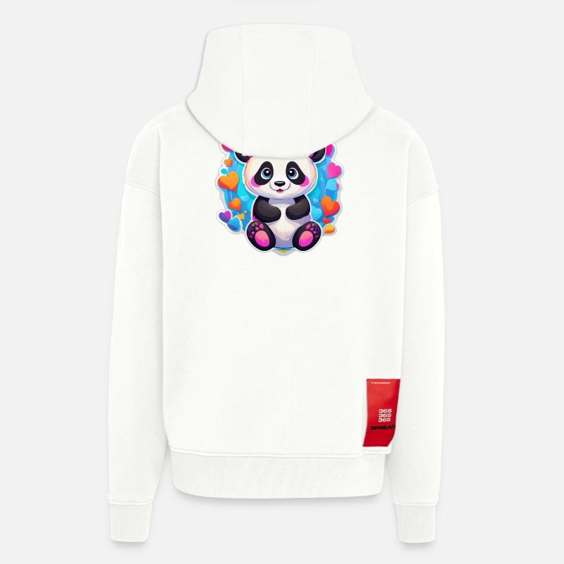 Regenbogenherz-Panda - Zip Hoodie - made by SPREAD - OFF WHITE