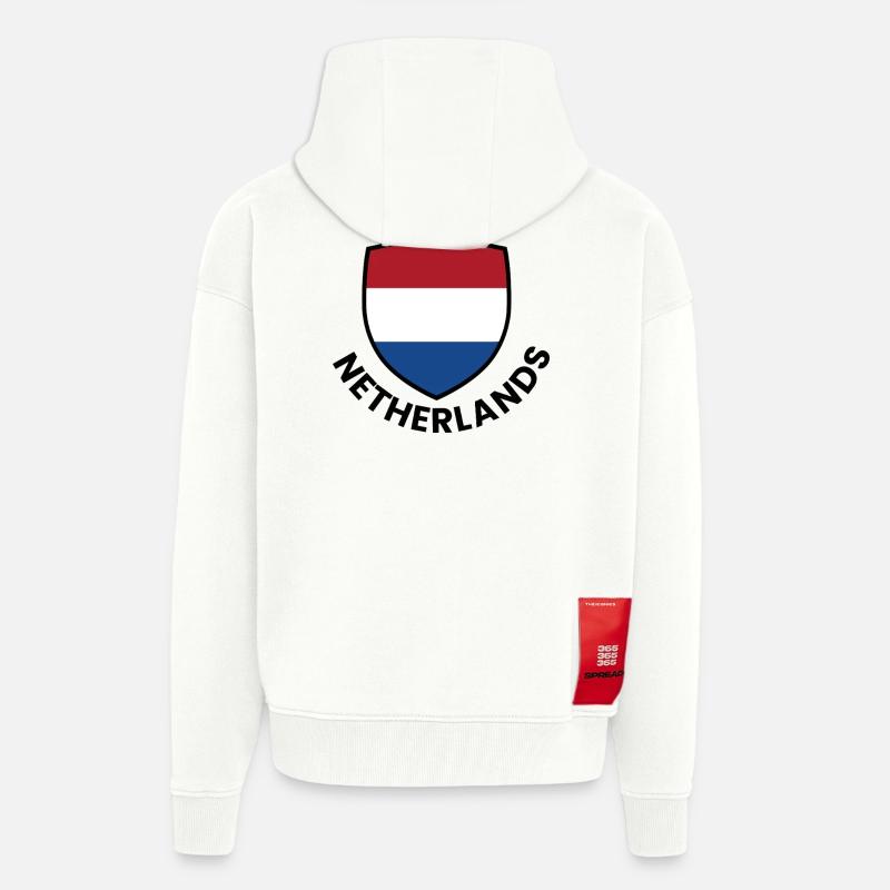 Bouclier du drapeau Zwolle - Veste à capuche bio épaisse oversize fabriqué en UE - OFF WHITE
