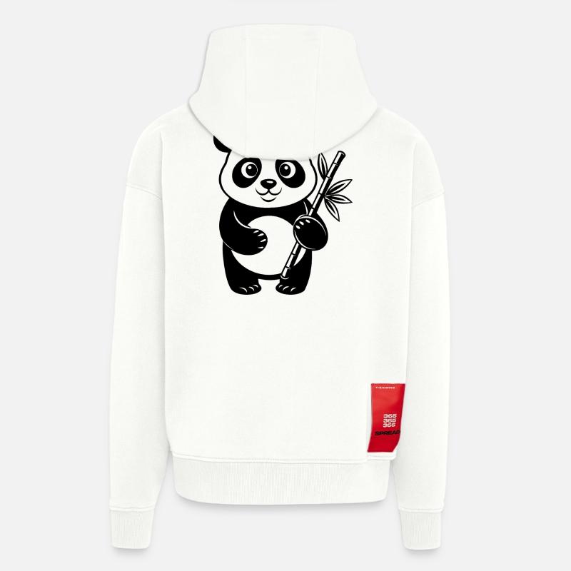 Panda mit Bambus - Zip Hoodie - made by SPREAD - OFF WHITE
