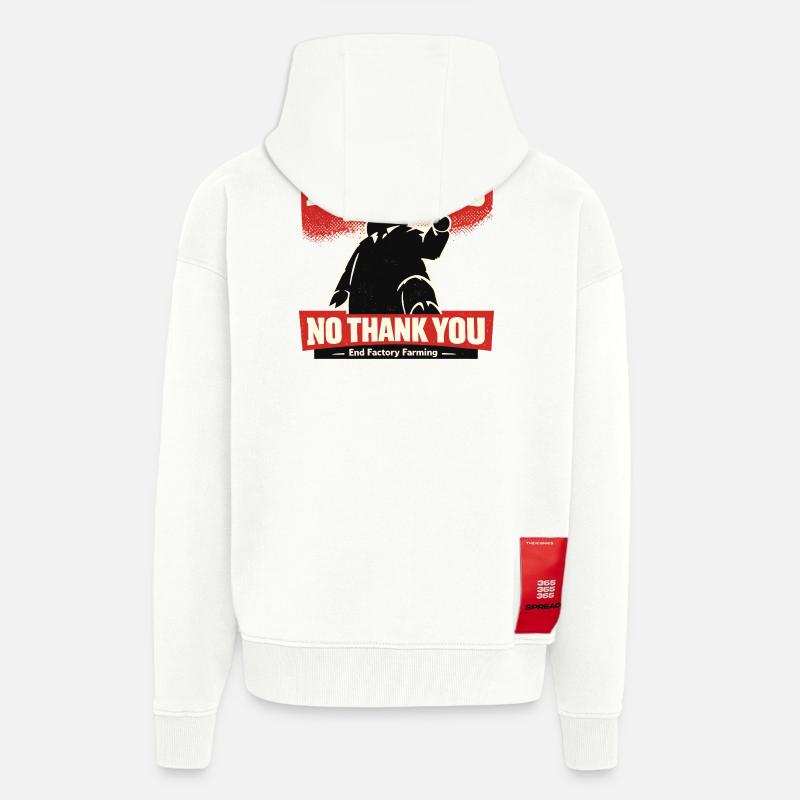 Né pris – Non merci, élevage industriel - Veste à capuche bio épaisse oversize fabriqué en UE - OFF WHITE