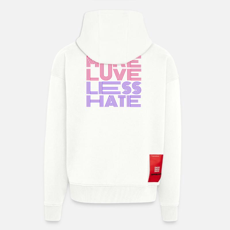 More Love Less Hate - Zip Hoodie - made by SPREAD - OFF WHITE