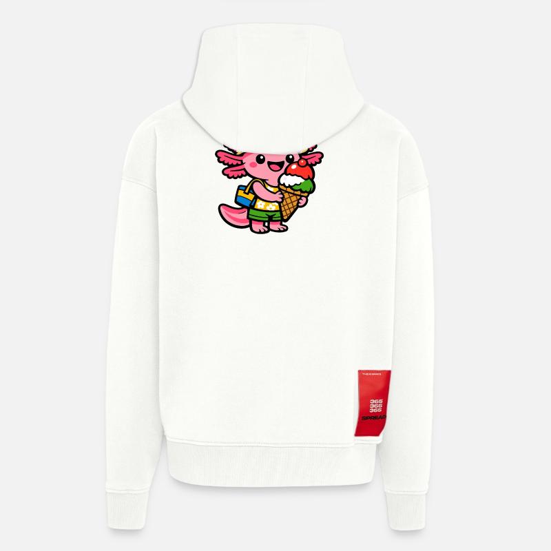 Créature de Glace Ensoleillée avec Chapeau - Veste à capuche bio épaisse oversize fabriqué en UE - OFF WHITE
