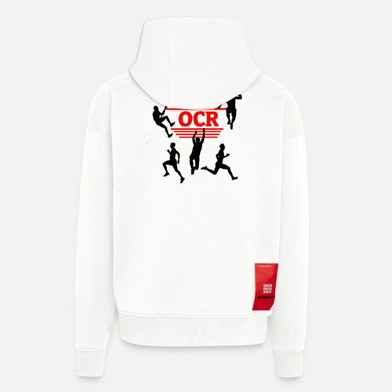 Puissance OCR – Conception de courses d’obstacles - Veste à capuche bio épaisse oversize fabriqué en UE - OFF WHITE
