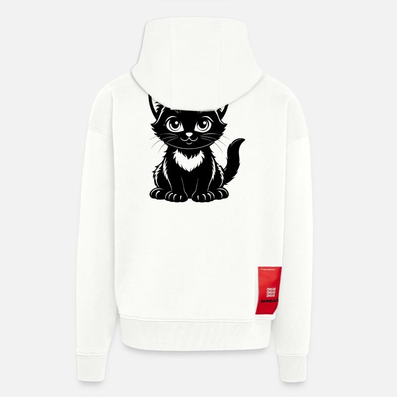 Chat mignon - Veste à capuche bio épaisse oversize fabriqué en UE - OFF WHITE