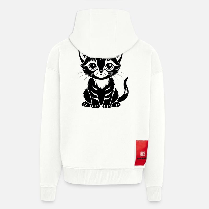 Chat mignon - Veste à capuche bio épaisse oversize fabriqué en UE - OFF WHITE