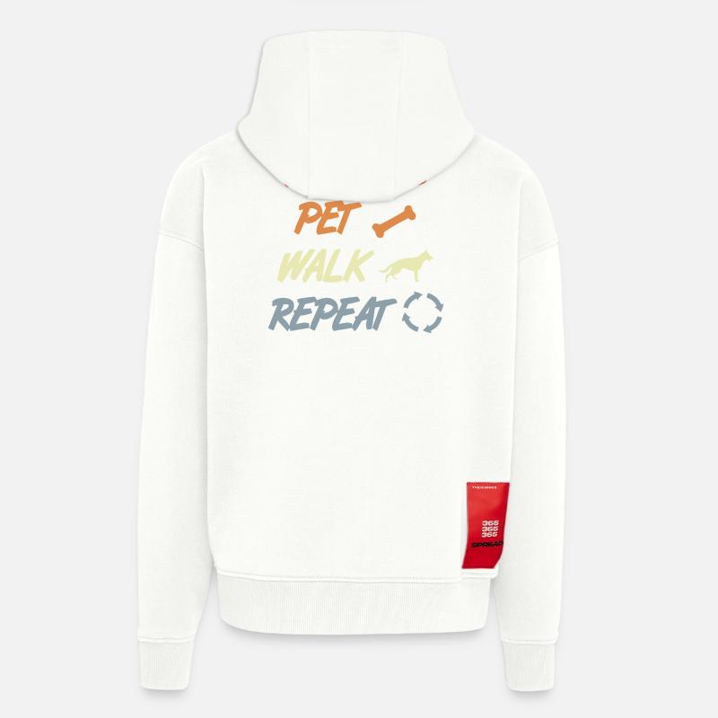 Nourrir, caresser, jouer, répéter - Veste à capuche bio épaisse oversize fabriqué en UE - OFF WHITE