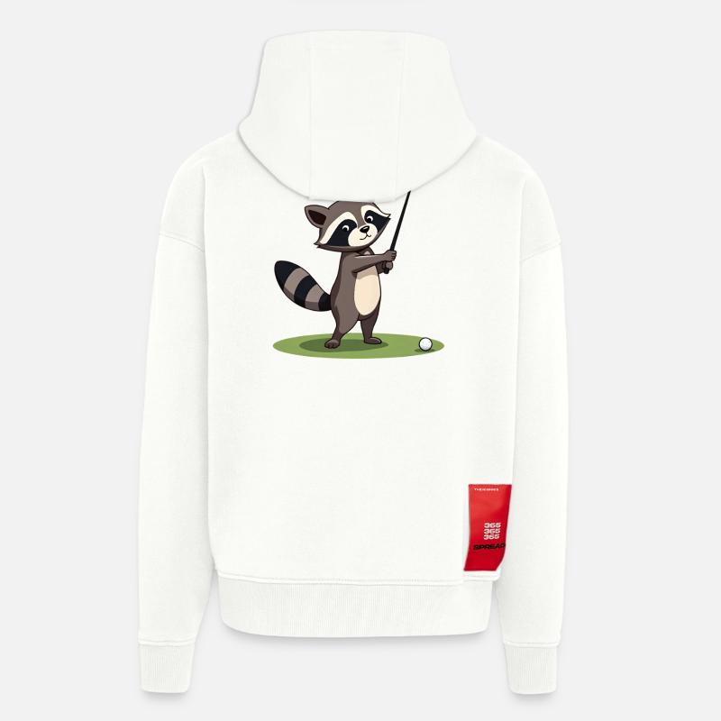 Waschbär spielt Golf - Zip Hoodie - made by SPREAD - OFF WHITE