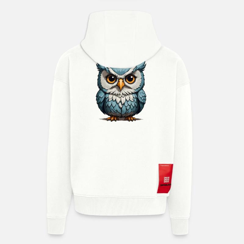 Blauäugige Eulenillustration - Zip Hoodie - made by SPREAD - OFF WHITE