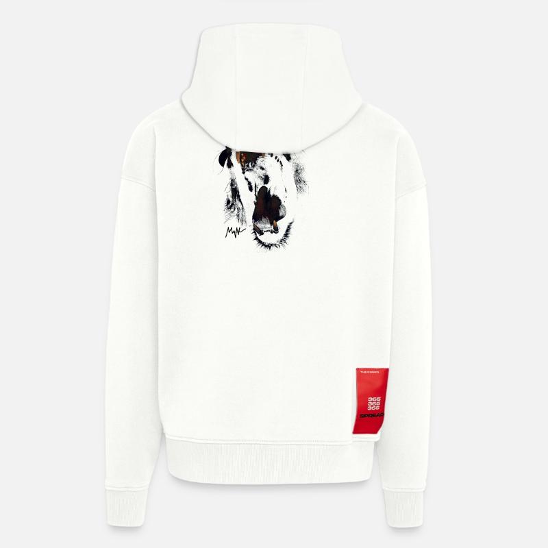 lion - Veste à capuche bio épaisse oversize fabriqué en UE - OFF WHITE