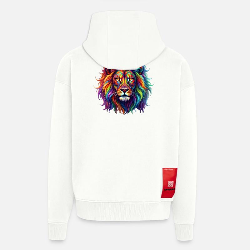 Regenbogenlöwe / Löwe in Regenbogenfarben - Zip Hoodie - made by SPREAD - OFF WHITE