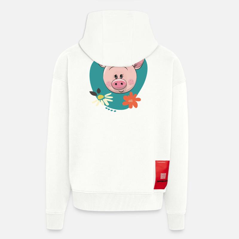 Cochon mignon - Veste à capuche bio épaisse oversize fabriqué en UE - OFF WHITE
