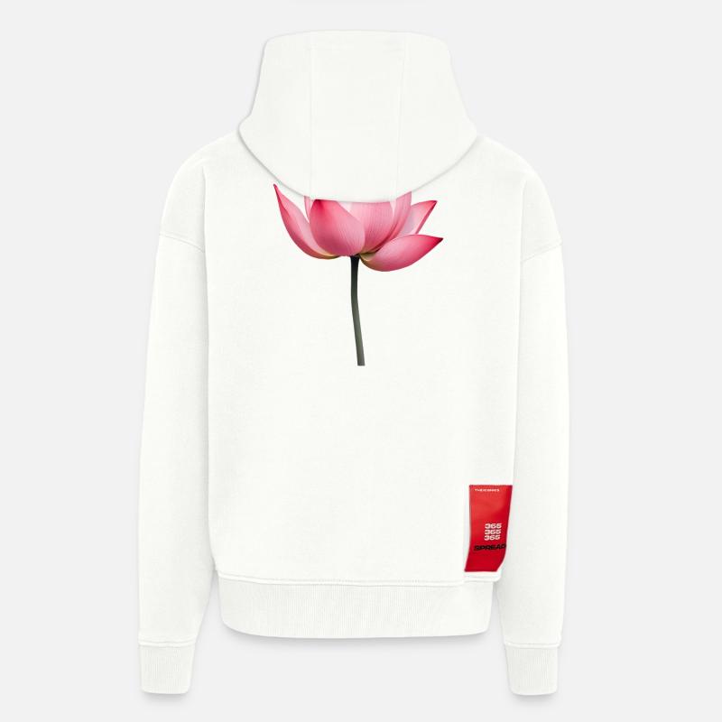 Nénuphar fleur de lotus - Veste à capuche bio épaisse oversize fabriqué en UE - OFF WHITE