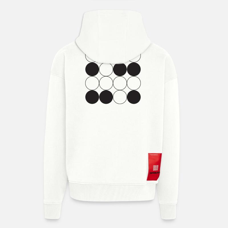 Conception en grille circulaire - Veste à capuche bio épaisse oversize fabriqué en UE - OFF WHITE