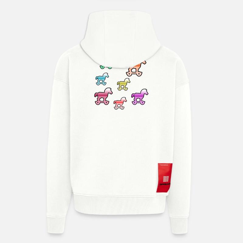 Chevaux - Veste à capuche bio épaisse oversize fabriqué en UE - OFF WHITE