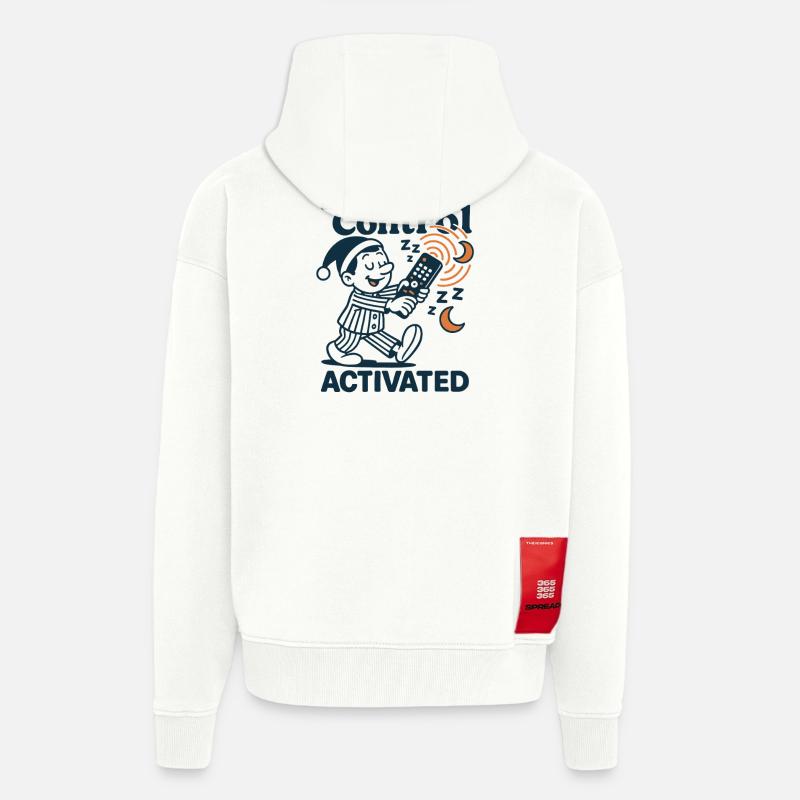 Télécommande de veille | Humour somnambule - Veste à capuche bio épaisse oversize fabriqué en UE - OFF WHITE