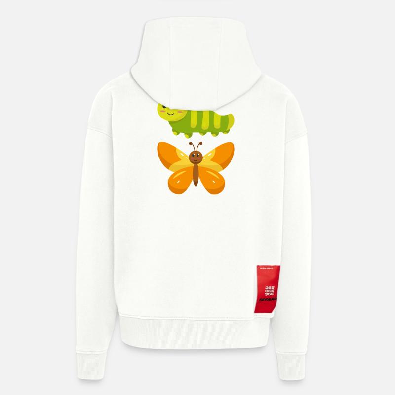 De la chenille au papillon - Veste à capuche bio épaisse oversize fabriqué en UE - OFF WHITE