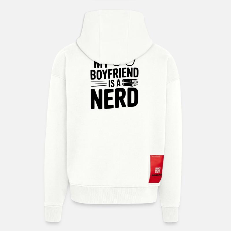 Mon copain est un nerd - Veste à capuche bio épaisse oversize fabriqué en UE - OFF WHITE