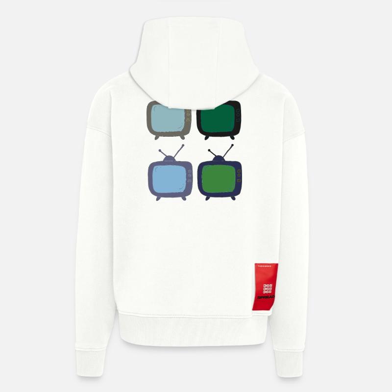 fernseher_4fach_bunt - Zip Hoodie - made by SPREAD - OFF WHITE